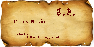 Bilik Milán névjegykártya